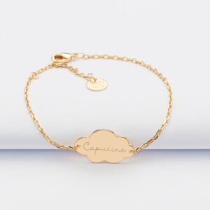 Bracelet chaîne à médaille nuage gravée personnalisée – Acier inoxydable doré Bracelet chaîne à médaille nuage gravée personnalisée – Acier inoxydable doré