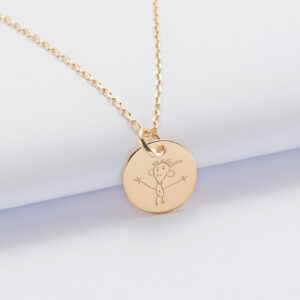 Collier médaille ronde gravée personnalisée – Acier inoxydable doré