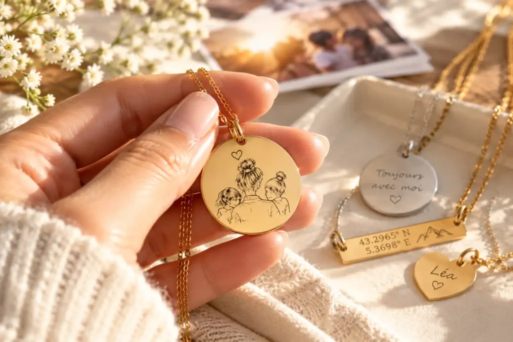 médaille gravée en gros plan